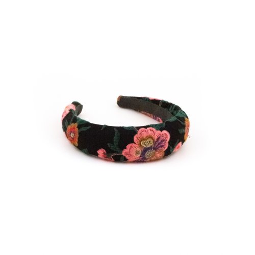 Black Floral Velvet Headband