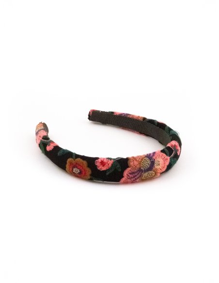 Black Velvet Flowers Headband - [Product category] handmade in France.