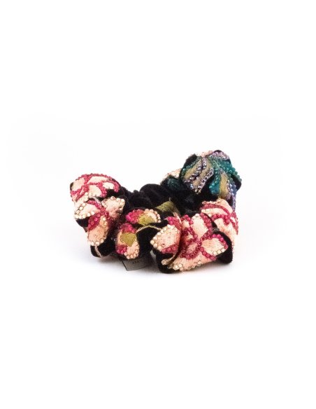 Floral Patchwork Scrunchie - [Product category] handmade in France.