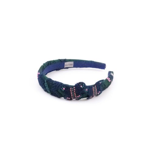 Green Floral Bow Headband - [Product category] handmade in France.