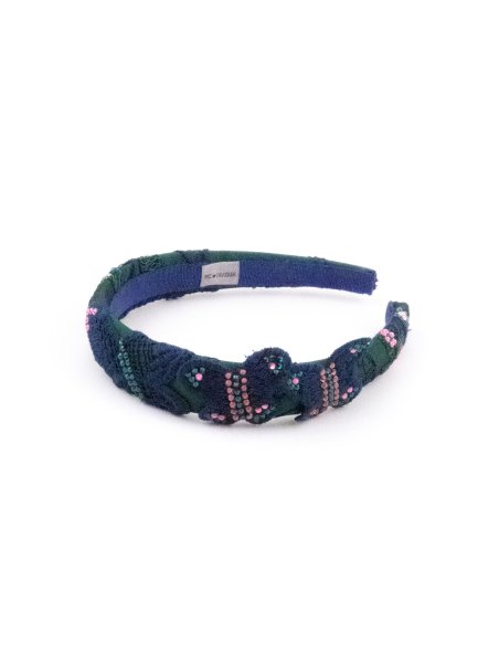 Green Floral Bow Headband - [Product category] handmade in France.