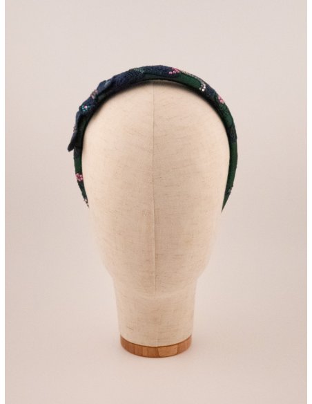 Green Floral Twist Headband - [Product category] handmade in France.