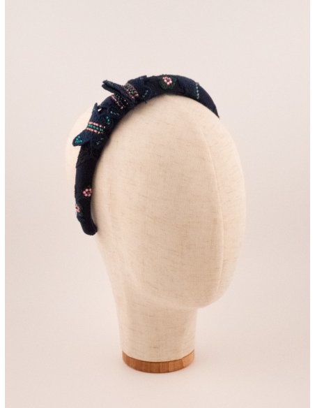 Green Floral Twist Headband - [Product category] handmade in France.