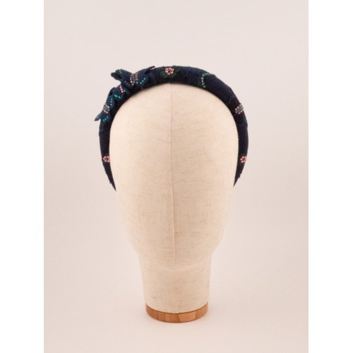Green Floral Twist Headband - [Product category] handmade in France.