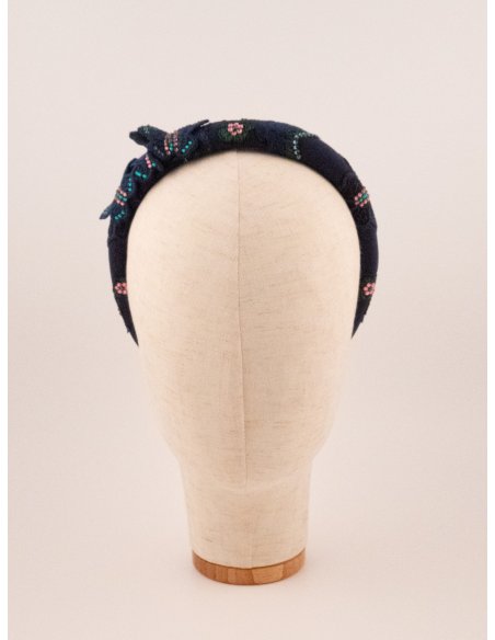 Green Floral Twist Headband - [Product category] handmade in France.