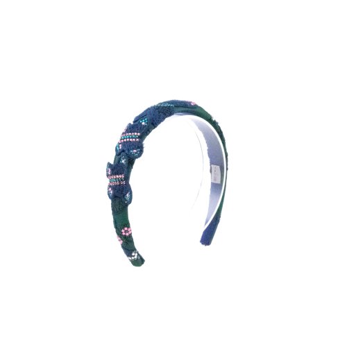 Green Floral Twist Headband - [Product category] handmade in France.