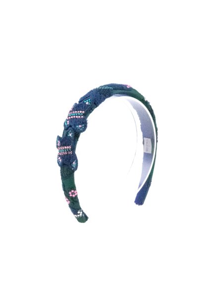 Green Floral Twist Headband - [Product category] handmade in France.