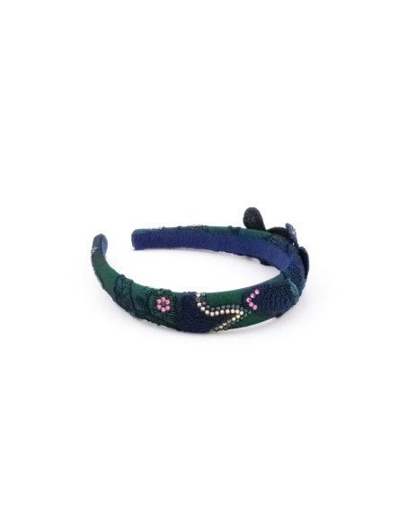 Green Floral Twist Headband - [Product category] handmade in France.