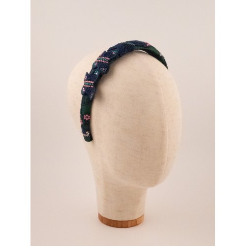 Green Floral Twist Headband - [Product category] handmade in France.