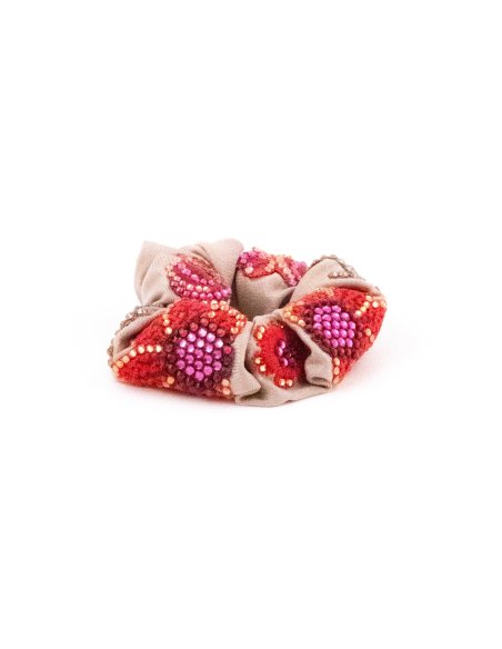 Pink Flame Scrunchie - [Product category] handmade in France.