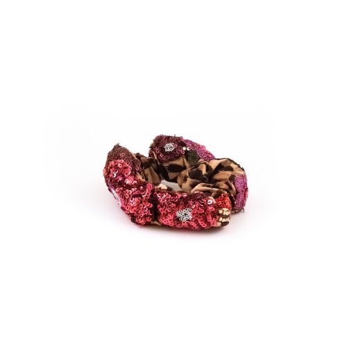 Pink Leopard Sequin Scrunchie