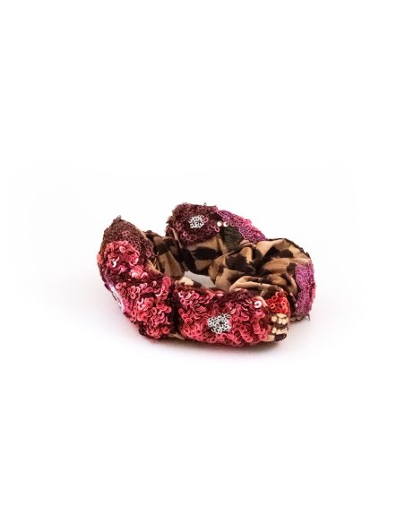 Pink Leopard Sequin Scrunchie - [Product category] handmade in France.
