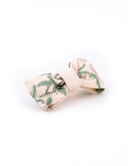 Pastel Rose Bow Barrette - [Product category] handmade in France.