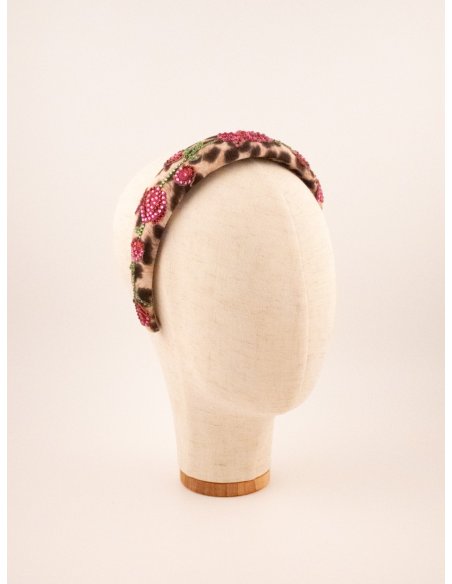 Leopard Cherry Headband - [Product category] handmade in France.