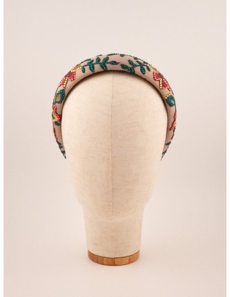Pink Tropical Garden Headband - [Product category] handmade in France.