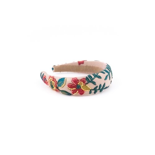 Pink Tropical Garden Headband - [Product category] handmade in France.