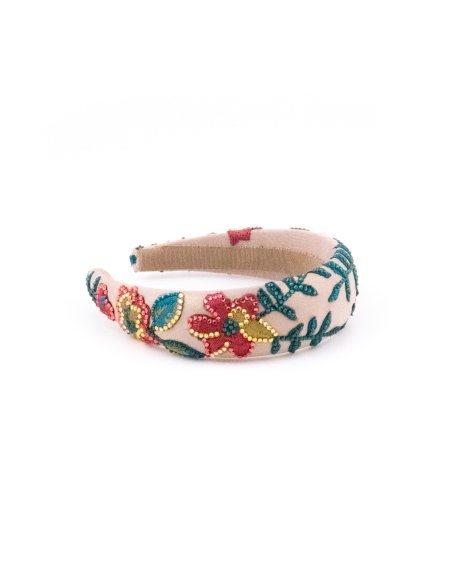 Pink Tropical Garden Headband - [Product category] handmade in France.