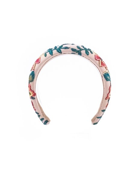 Pink Tropical Garden Headband - [Product category] handmade in France.