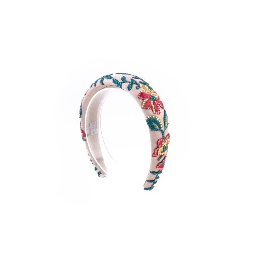 Pink Tropical Garden Headband - [Product category] handmade in France.