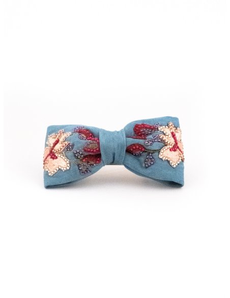 Sky Blue Butterfly Barrette - [Product category] handmade in France.