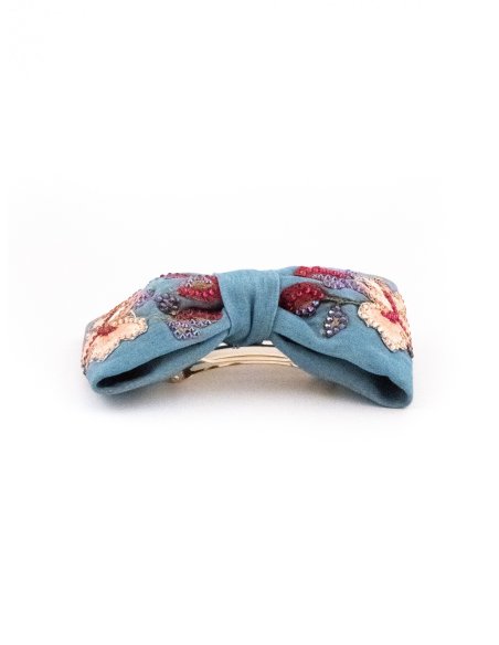 Sky Blue Butterfly Barrette - [Product category] handmade in France.