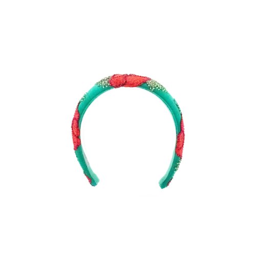 Emerald & Poppy Headband - [Product category] handmade in France.