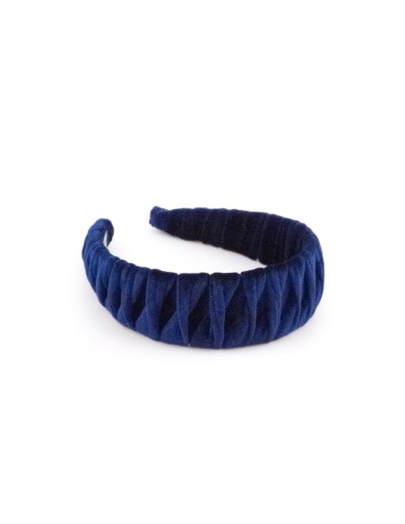 Navy Pleated Headband - [Product category] handmade in France.