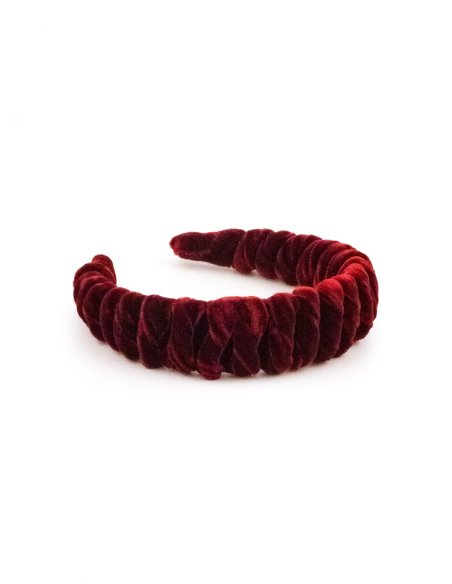 Burgundy Velvet Twist Headband - [Product category] handmade in France.