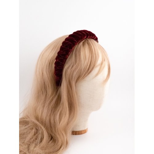 Burgundy Velvet Twist Headband - [Product category] handmade in France.