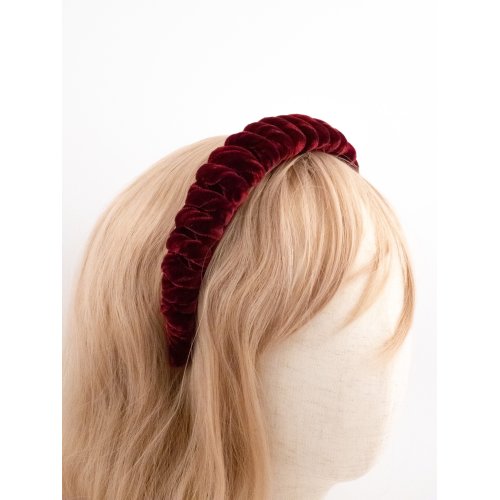 Burgundy Velvet Twist Headband - [Product category] handmade in France.
