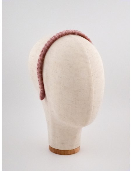 Pink Velvet Twist Headband - [Product category] handmade in France.