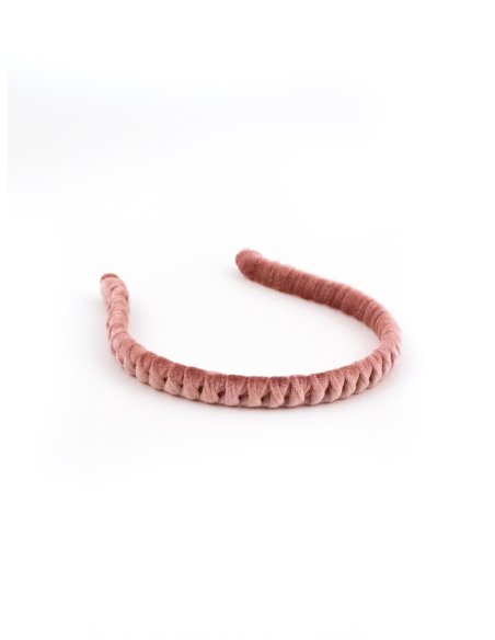 Pink Velvet Twist Headband - [Product category] handmade in France.