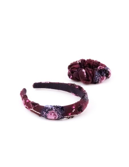 Embroidered Ruby Headband - [Product category] handmade in France.