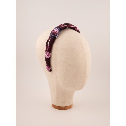 Embroidered Ruby Headband - [Product category] handmade in France.
