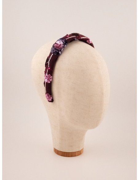 Embroidered Ruby Headband - [Product category] handmade in France.