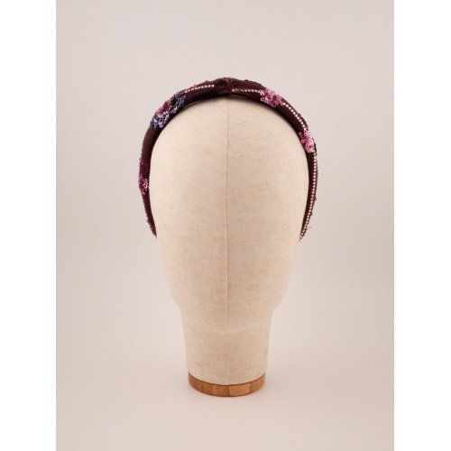 Embroidered Ruby Headband - [Product category] handmade in France.