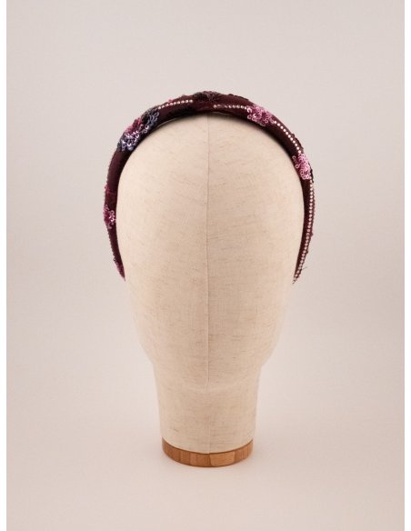 Embroidered Ruby Headband - [Product category] handmade in France.