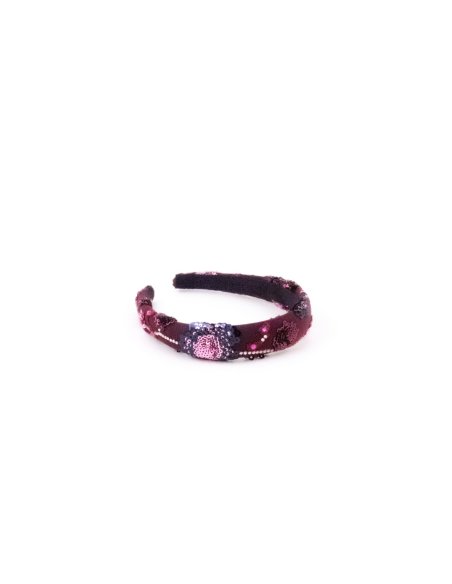 Embroidered Ruby Headband - [Product category] handmade in France.