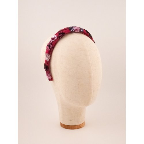Embroidered Ruby Headband - [Product category] handmade in France.