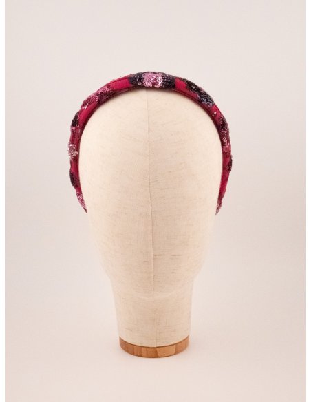 Embroidered Ruby Headband - [Product category] handmade in France.