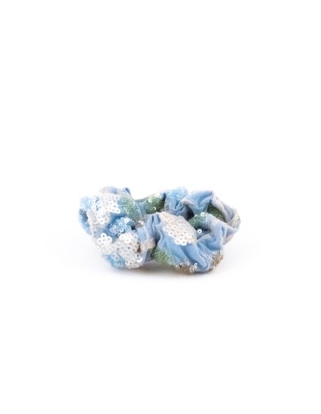 Pastel Sequin Velvet Scrunchie - [Product category] handmade in France.