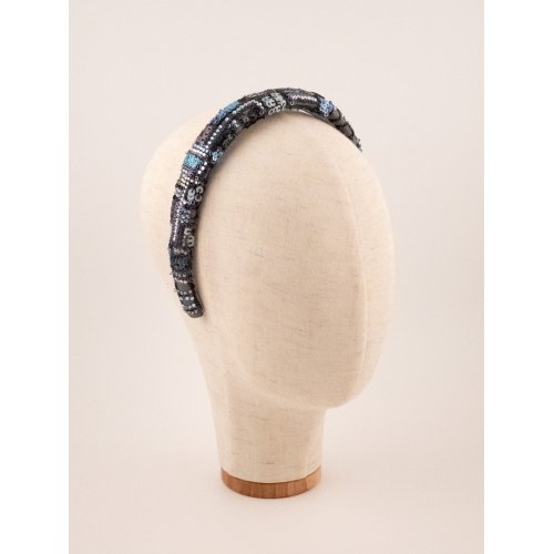 Blue Grey Pearl Headband - [Product category] handmade in France.