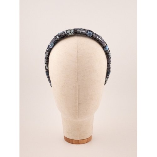Blue Grey Pearl Headband - [Product category] handmade in France.