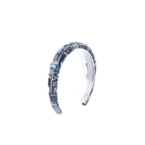 Blue Grey Pearl Headband - [Product category] handmade in France.