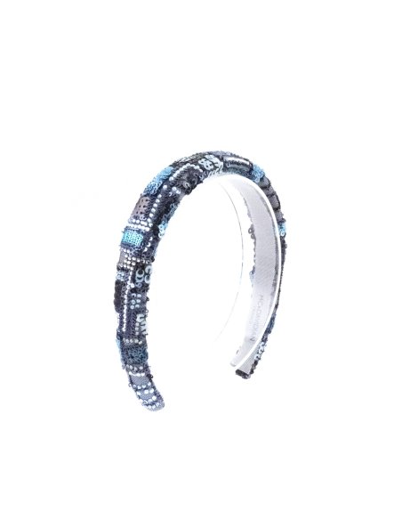 Blue Grey Pearl Headband - [Product category] handmade in France.