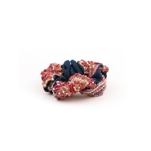 Pink & Navy Arabesque Scrunchie