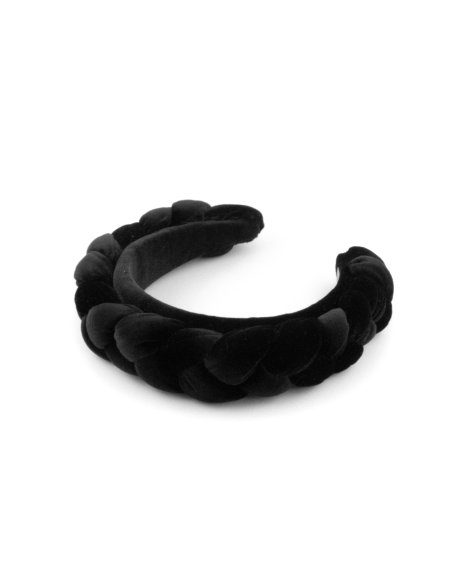 Braided Velvet Headband Noir - [Product category] handmade in France.