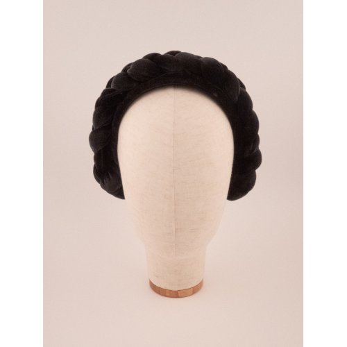 Braided Velvet Headband Noir - [Product category] handmade in France.