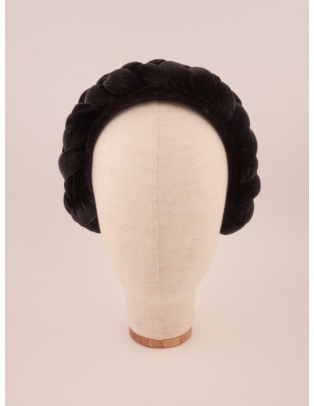 Braided Velvet Headband Noir - [Product category] handmade in France.