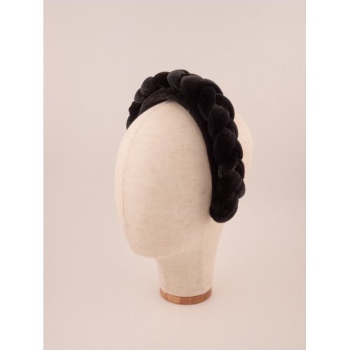 Braided Velvet Headband Noir - [Product category] handmade in France.